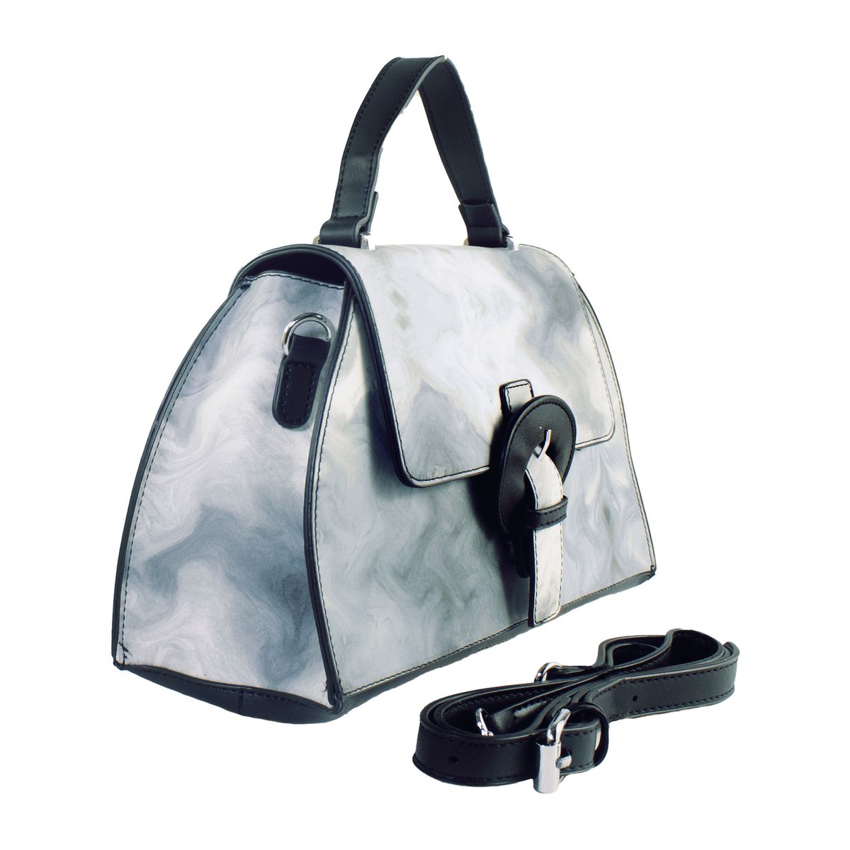 MAILEA - Cartera ecocuero rigida ponseada para mujer negro