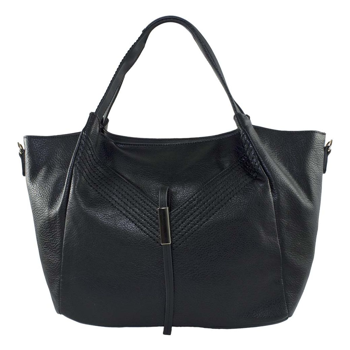 MAILEA - Cartera ecocuero con lazo y placa para mujer negro