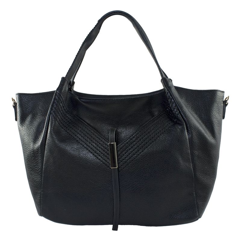 MAILEA - Cartera ecocuero con lazo y placa para mujer negro