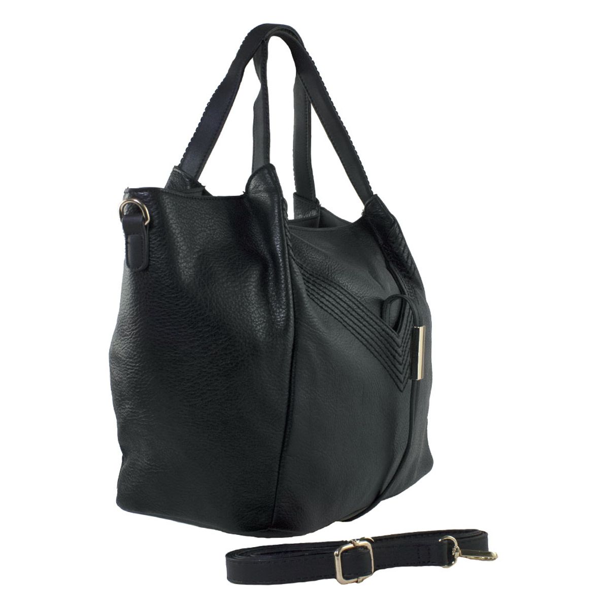 MAILEA - Cartera ecocuero con lazo y placa para mujer negro