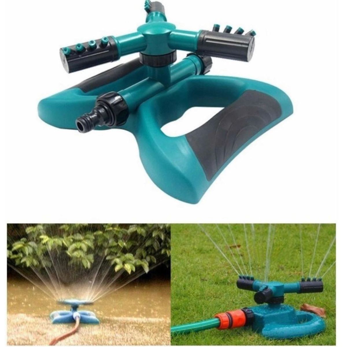 GENERICO - Regador Aspersor 3 Brazos Giratorio Riego Jardín