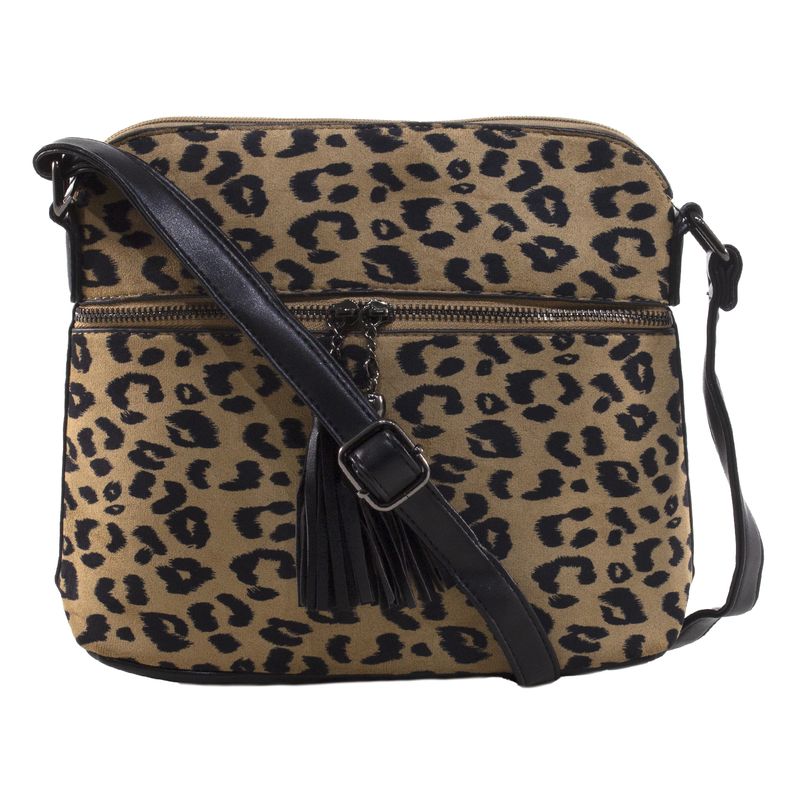 MAILEA - Bandolera ecocuero mediana leo para mujer camel