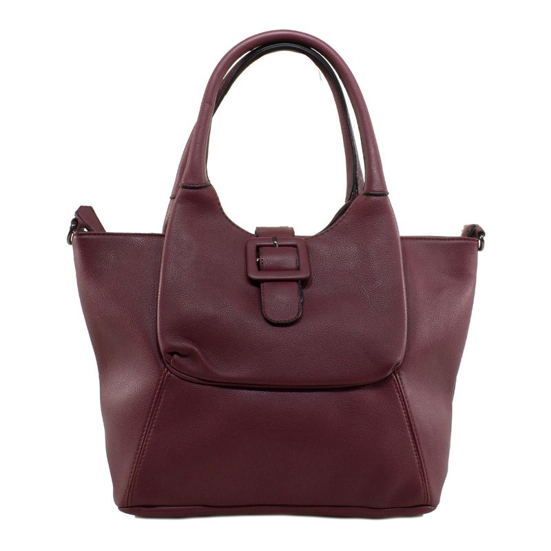MAILEA - Cartera ecocuero bolsillo manilla para mujer burdeo