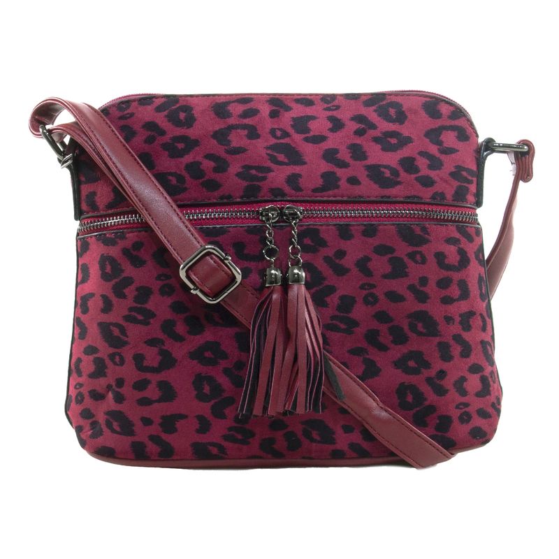 MAILEA - Bandolera ecocuero mediana leo para mujer burdeo