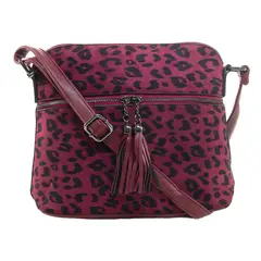MAILEA - Bandolera ecocuero mediana leo para mujer burdeo
