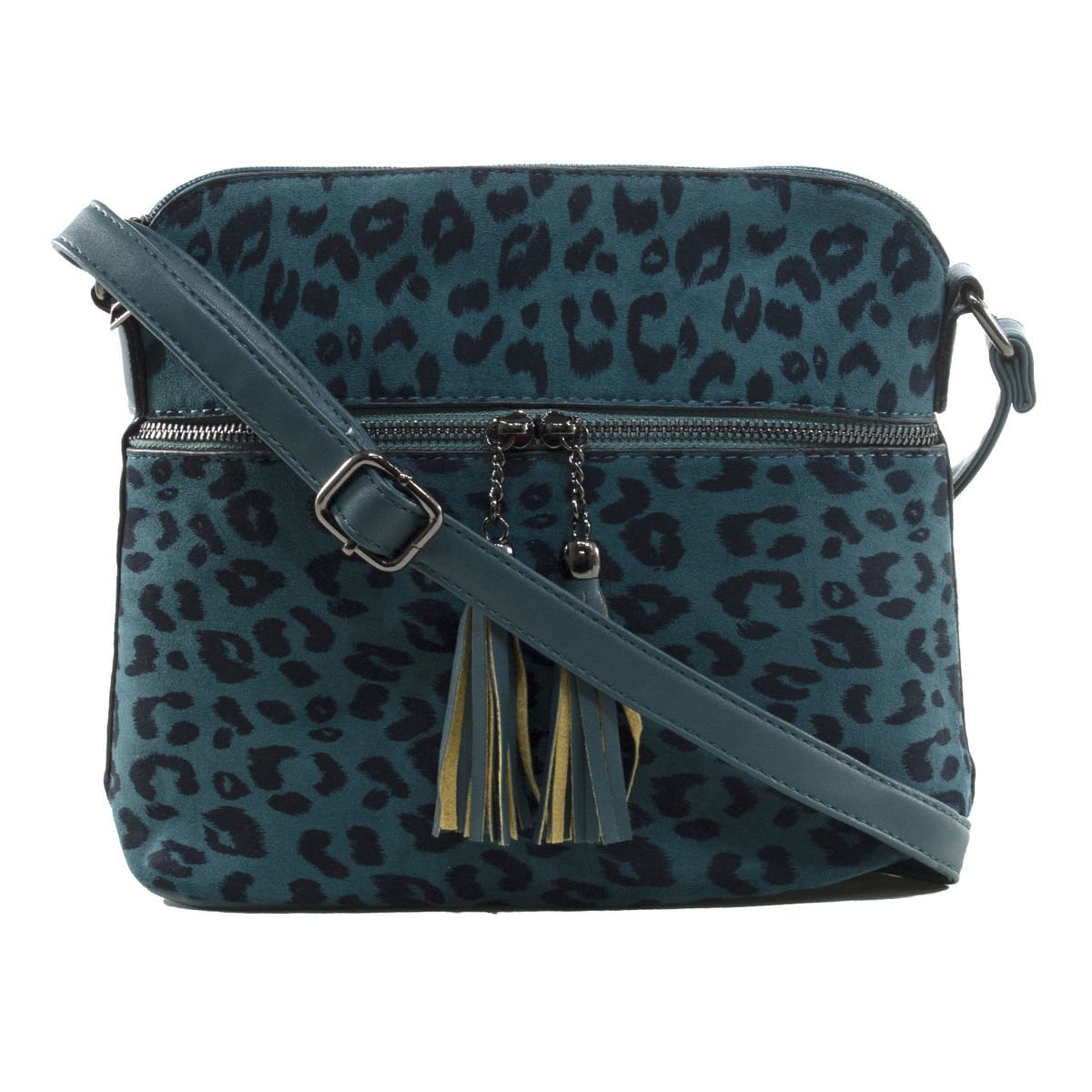 MAILEA - Bandolera ecocuero mediana leo para mujer petroleo