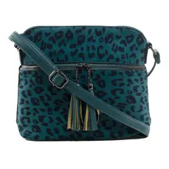 MAILEA - Bandolera ecocuero mediana leo para mujer petroleo