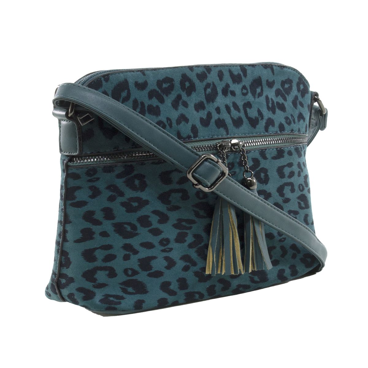 MAILEA - Bandolera ecocuero mediana leo para mujer petroleo