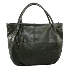 MAILEA - Cartera ecocuero patch 2 manillas para mujer verde