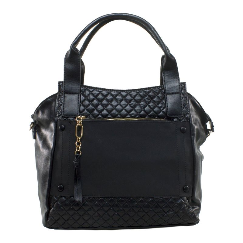 MAILEA - Cartera ecocuero franjas acolchadas para mujer negro