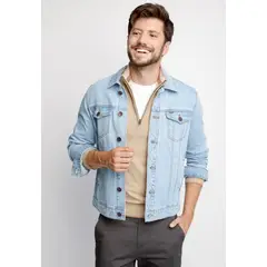 FEROUCH - Chaqueta Básica Denim Fj Azul