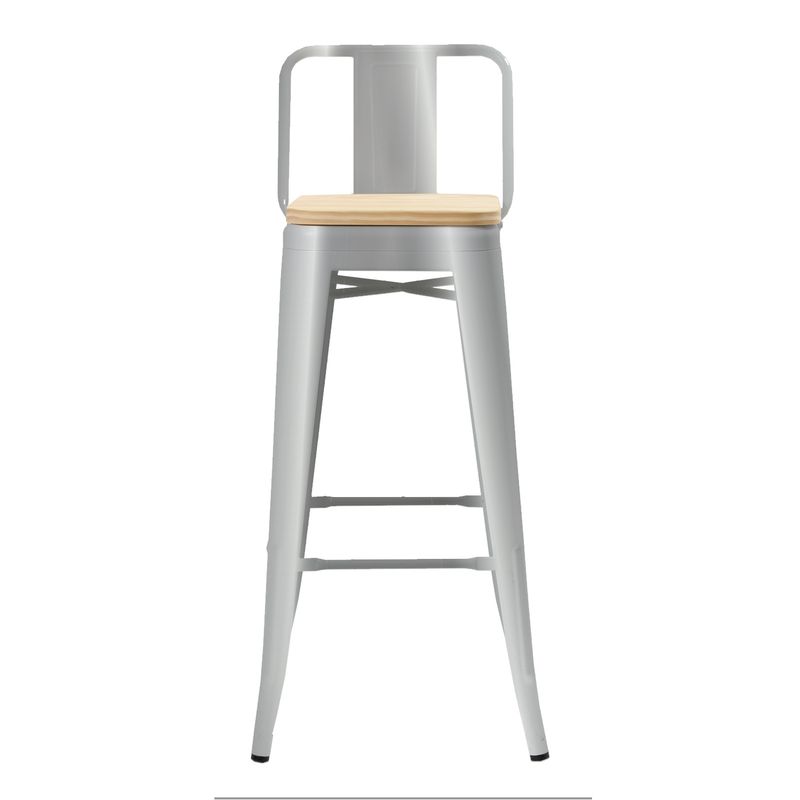 DE PIES A CABEZA - Piso Tolix Respaldo Bajo Silver Con Asiento Madera (77H) DE PIES A CABEZA