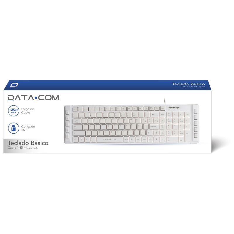 DATACOM - Teclado Blanco con Cable 115 Teclas Datacom