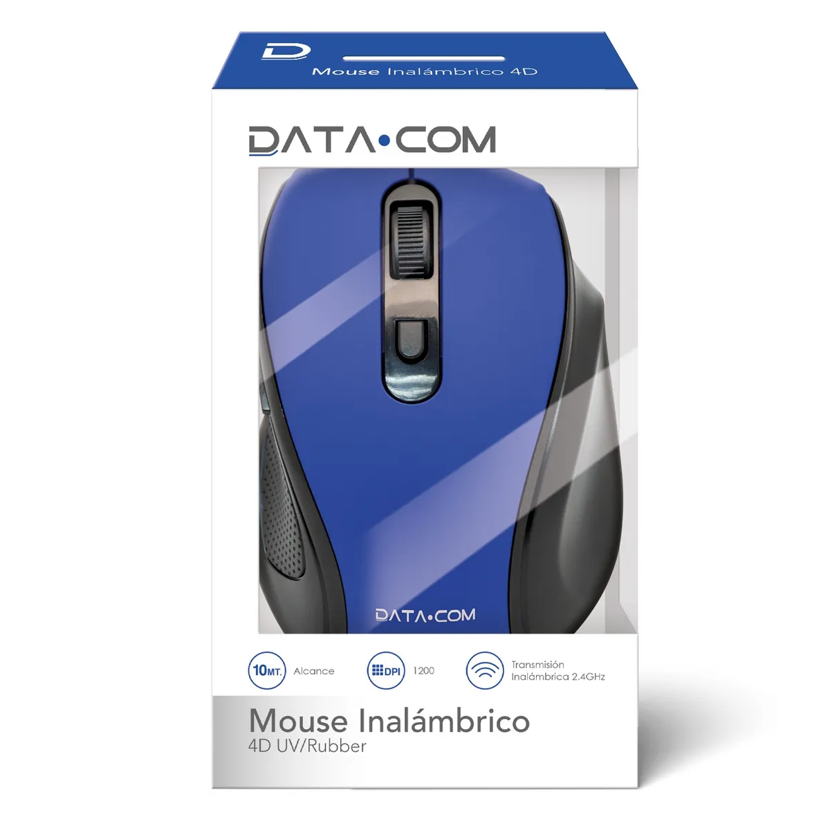 DATACOM - Mouse Inalámbrico Azul 4D Datacom