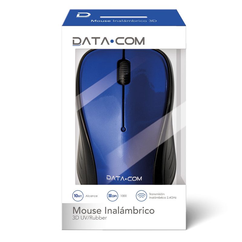 DATACOM - Mouse Inalámbrico Azul 3D Datacom