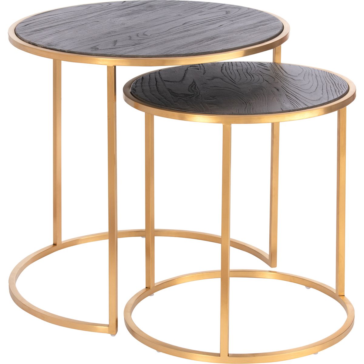 MEYA MUEBLES - Set Mesas Laterales Kain redondas de madera olmo y acero 60x60x60