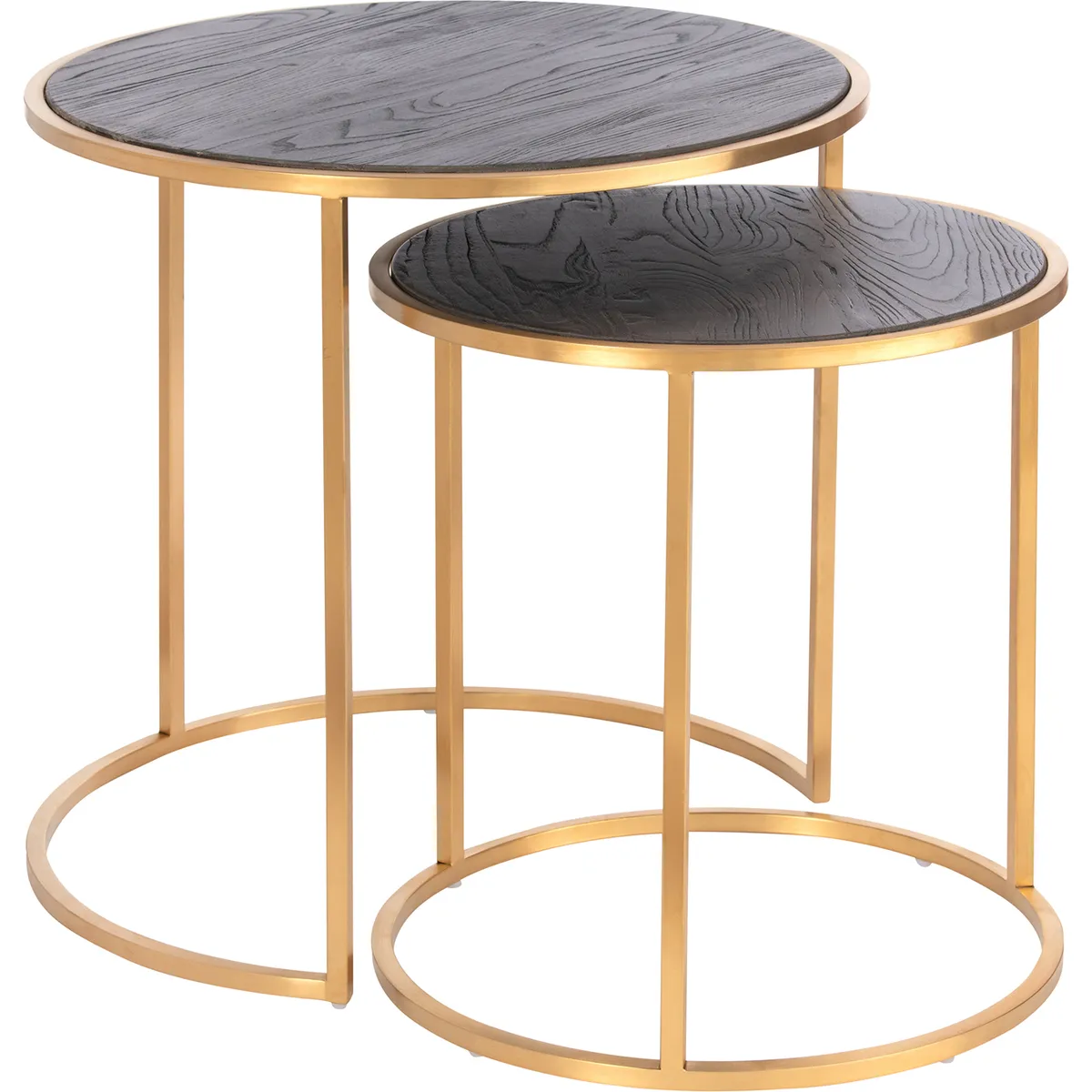 MEYA MUEBLES - Set Mesas Laterales Kain redondas de madera olmo y acero 60x60x60