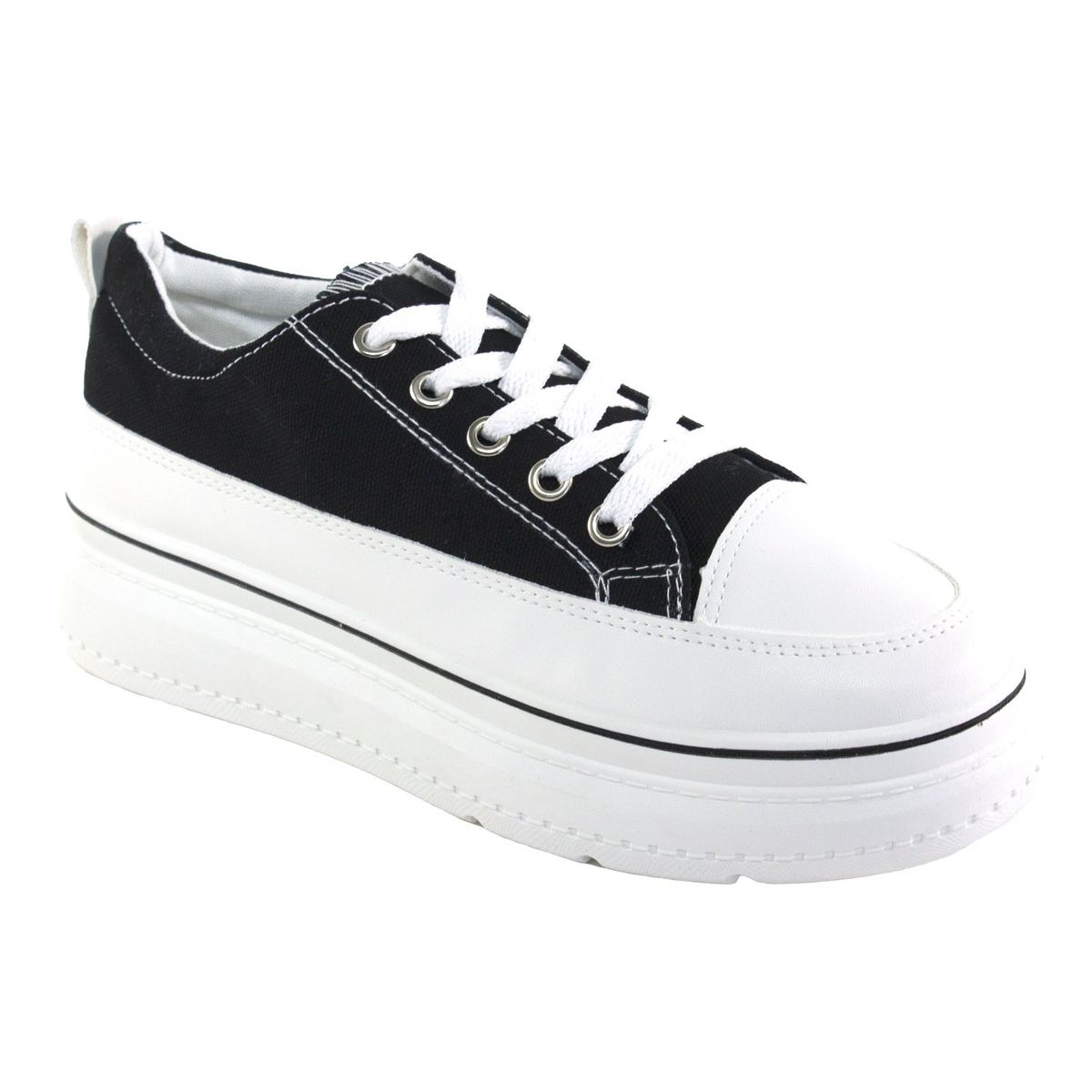 MAILEA - Zapatilla lisa lona de lona para mujer negro