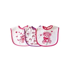 PUMUCKI - Set De 3 Baberos Impermeables Talla XL Rosado
