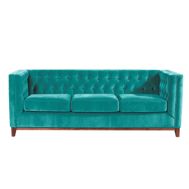 LATAM HOME - Sofa Roma 3 Cuerpos Capitoné Tela Velvet Turquesa