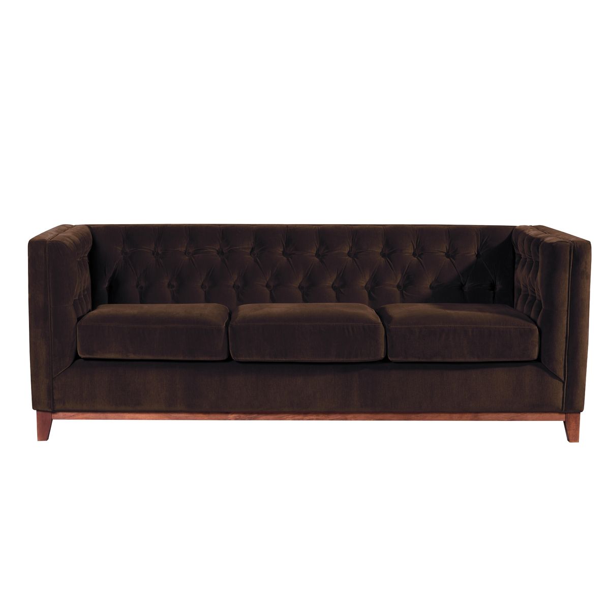 LATAM HOME - Sofa Roma 3 Cuerpos Capitoné Tela Velvet Chocolate