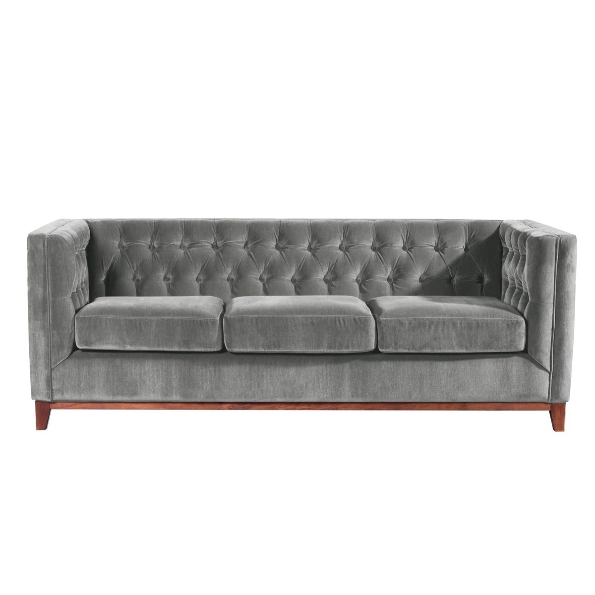 LATAM HOME - Sofa Roma 3 Cuerpos Capitoné Tela Velvet Gris