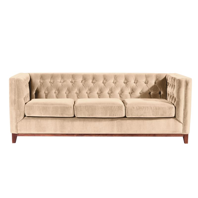 LATAM HOME - Sofa Roma 3 Cuerpos Capitoné Tela Velvet Beige