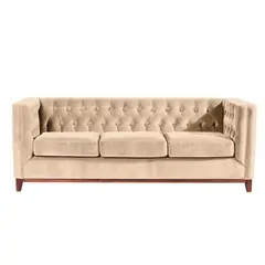 LATAM HOME - Sofa Roma 3 Cuerpos Capitoné Tela Velvet Beige