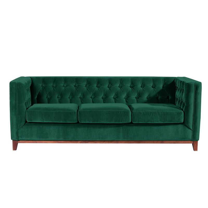 LATAM HOME - Sofá Roma 3 Cuerpos Capitoné Tela Velvet Verde