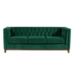 LATAM HOME - Sofá Roma 3 Cuerpos Capitoné Tela Velvet Verde