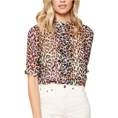 CAPRICHOSA - Blusa Animal Print abotonada y Media Manga