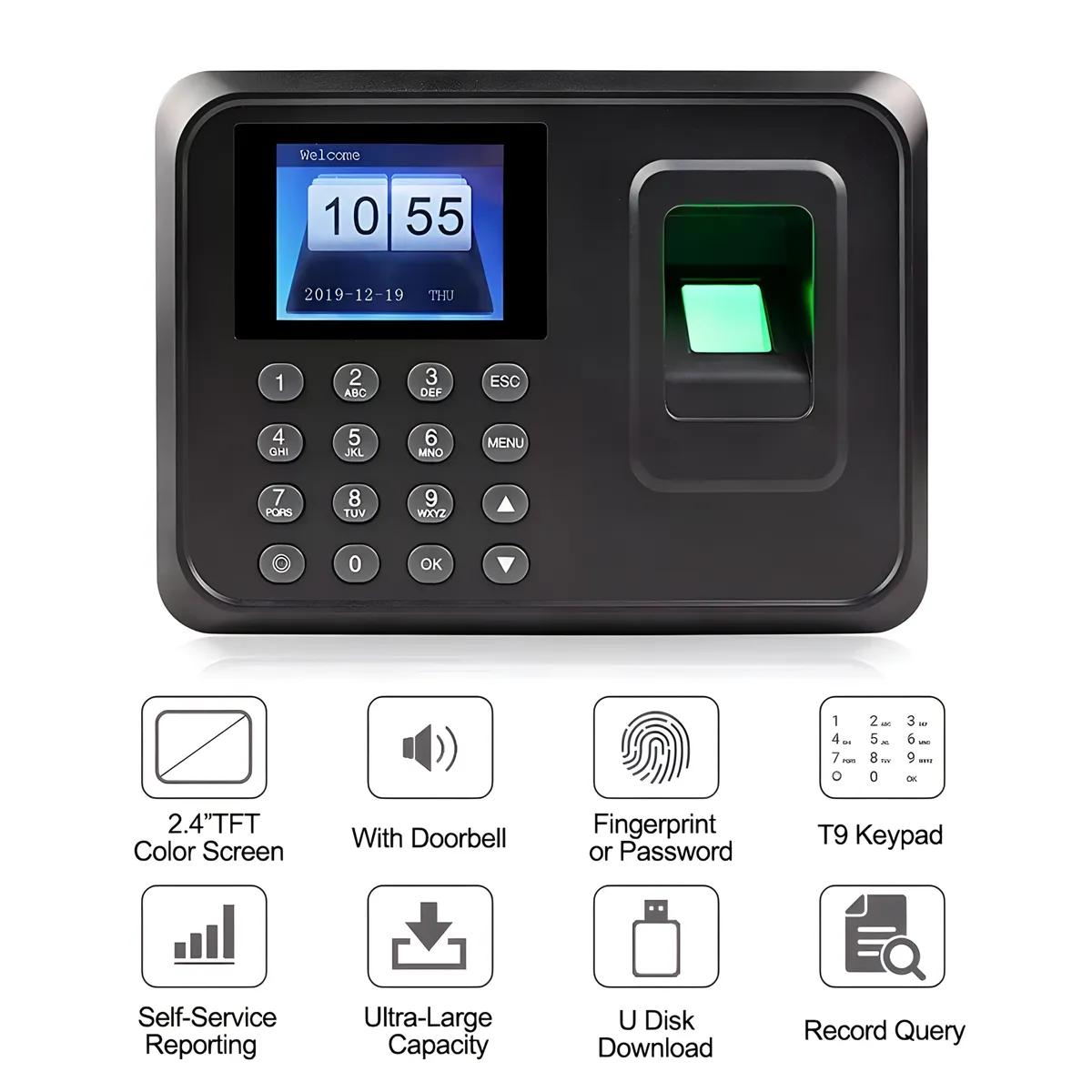 ACTUAL - Reloj Control De Asistencia por Huella Dactilar Biométrico Español