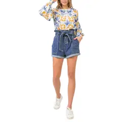 CAPRICHOSA - Blusa de Gasa Estampada Tonos Azules