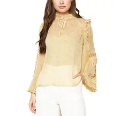 CAPRICHOSA - Blusa de Gasa Estampada Amarilla