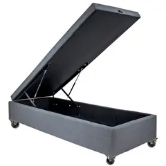 BLOCCARE - Base de Cama Baúl 1.5 Plaza largo190 cm-Apertura Frontal Rueda Pyton
