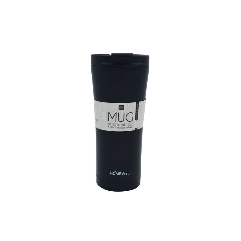 HOMEWELL - Mug Negro Termino Acero Inoxidable 500ml HOMEWELL