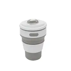 HOMEWELL - Mug Plegable de Silicona Gris y Blanco 350ml