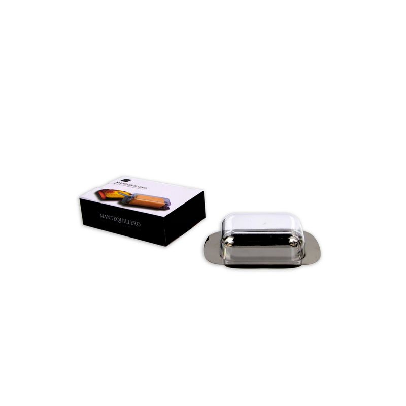 HOMEWELL - Mantequillero Metal con Tapa Acrílico 18.5x12x5cm HOMEWELL