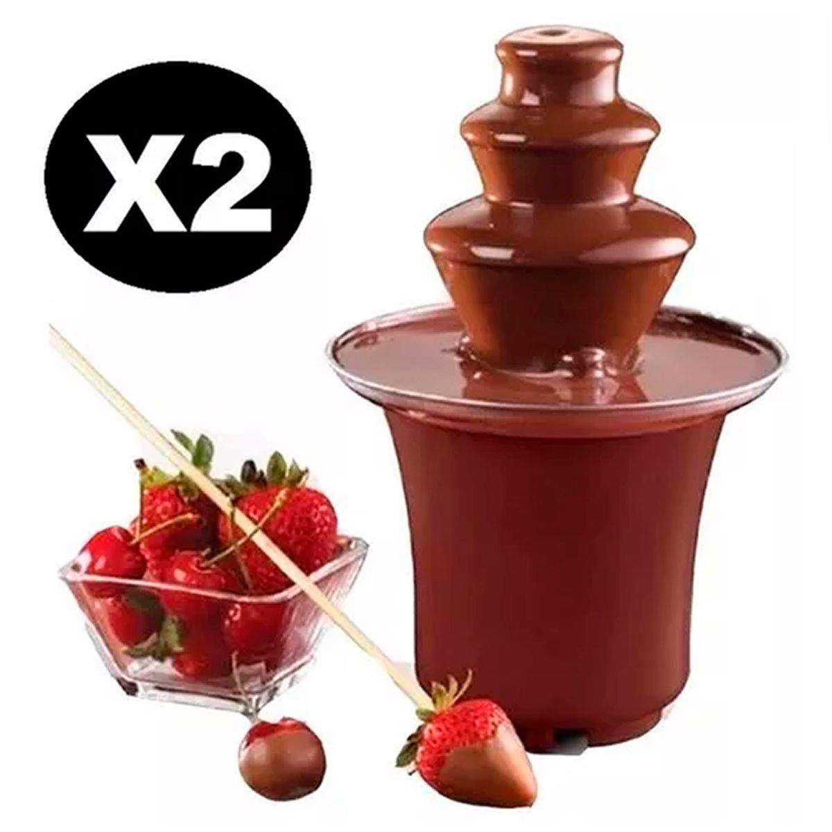 OFERTABKN - Pack X2 Mini Cascada Chocolate 3 Pisos, Fuente, Fondue, Boda