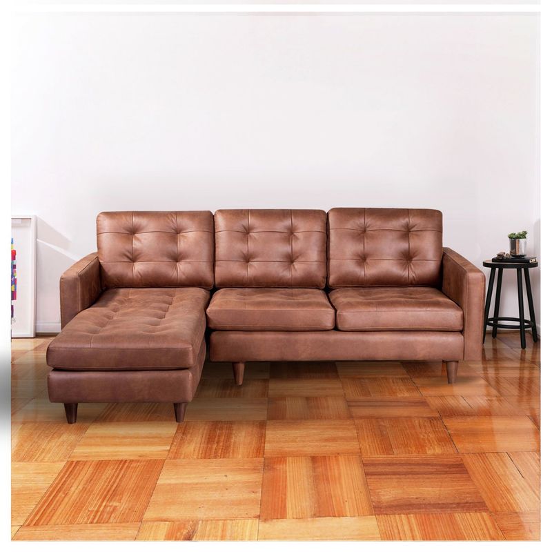 LATAM HOME - Sofá Seccional Izquierdo Napoles Cuero Kentucky Café Claro