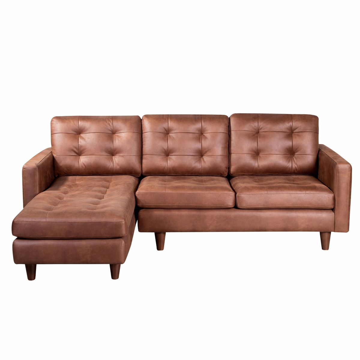 LATAM HOME - Sofá Seccional Izquierdo Napoles Cuero Kentucky Café Claro