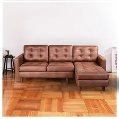 LATAM HOME - Sofá Seccional Derecho Napoles Cuero Kentucky Café Claro