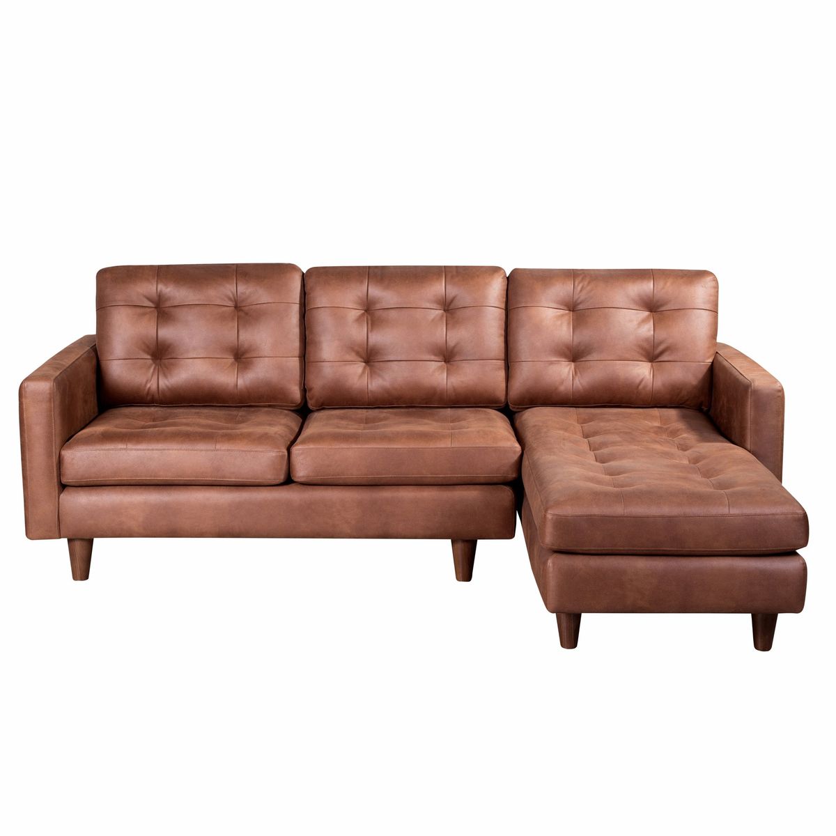 LATAM HOME - Sofá Seccional Derecho Napoles Cuero Kentucky Café Claro