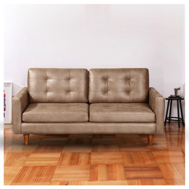 LATAM HOME - Sofá Napoles 3 Cuerpos Cuero Kentucky Beige