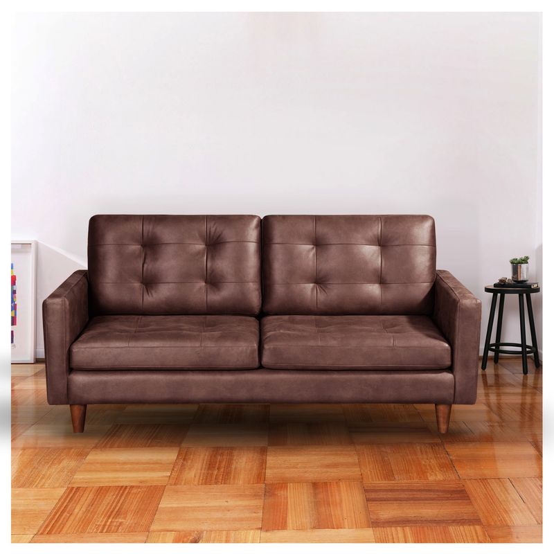 LATAM HOME - Sofá Latam Home Napoles 3 Cuerpos Café Moro Patas Madera