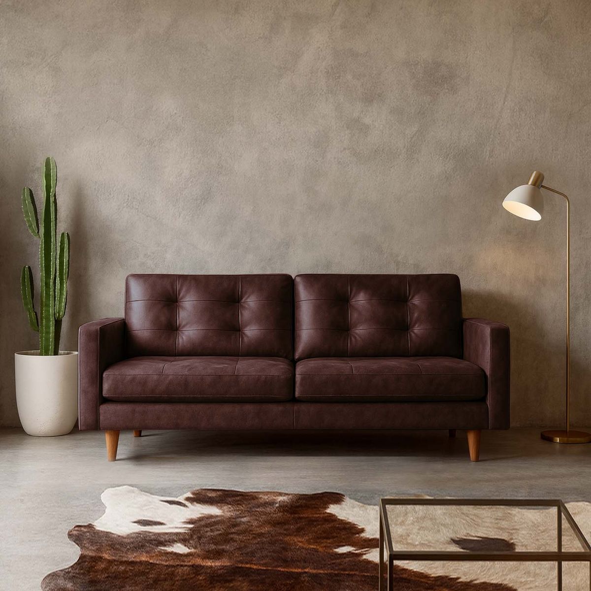 LATAM HOME - Sofá Latam Home Napoles 3 Cuerpos Café Moro Patas Madera