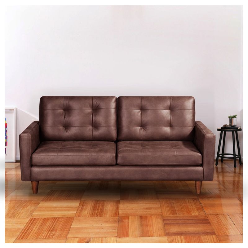 LATAM HOME - Sofá Latam Home Napoles 3 Cuerpos Café Moro Patas Madera