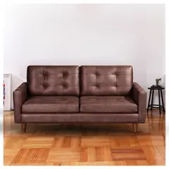 LATAM HOME - Sofá Napoles 3 Cuerpos Café Moro Patas Madera