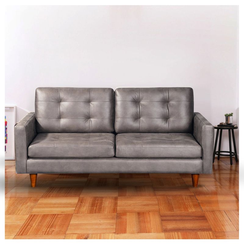LATAM HOME - Sofá Napoles 3 Cuerpos Cuero Kentucky Gris
