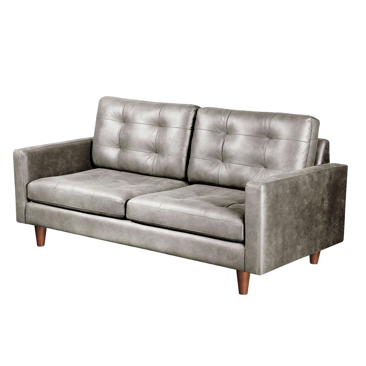 LATAM HOME - Sofá Napoles 3 Cuerpos Cuero Kentucky Gris